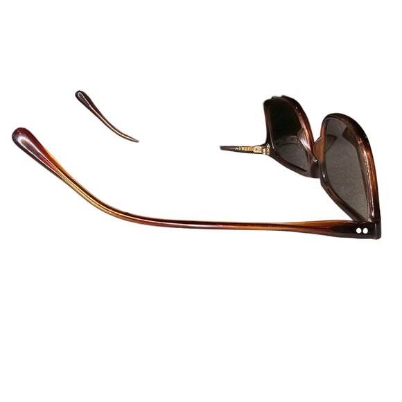 VTG Tortoiseshell Sunglasses Rectangular Brown Italy Gray Lens 140mm Wide - Picture 5 of 14